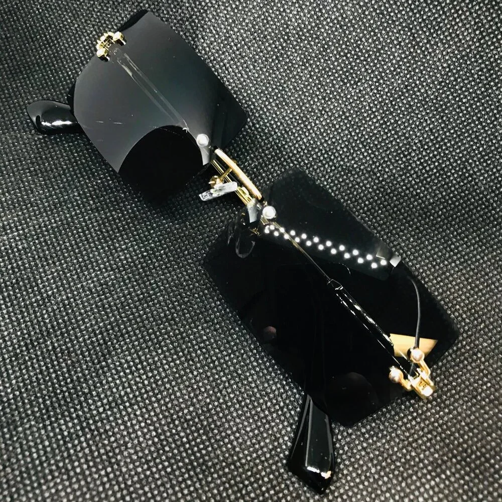 Men Sunglasses Hip Hop Shades Metal Gold Frameless Classic Outdoor Driving Lente